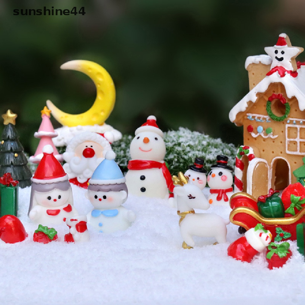 Sunshine Miniatur Santa Claus / Rusa Natal Bahan Resin Untuk Dekorasi Taman