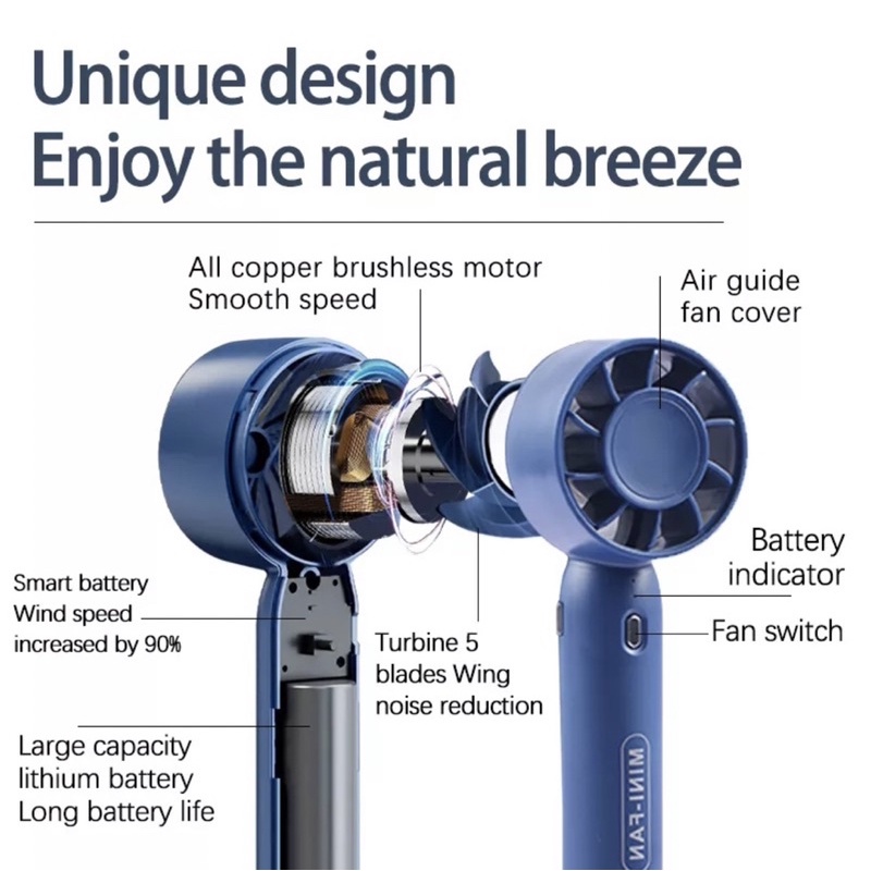 Kipas Angin Genggam Mini Portable USB Kipas Turbo Mini Fan