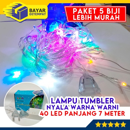 [Paket 5 Biji] Lampu Natal Tumblr Hias Dekorasi 40 LED Panjang 7 Meter Tumbler Nyala Warna Warni Rainbow