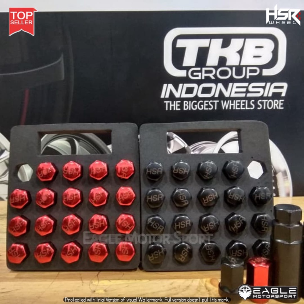 LUG NUT BAUT RODA VELG MOBIL RACING ORIGINAL HSR TYPE 2 RED AGYA AYLA