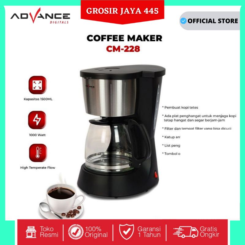 Advance Coffee Maker 1.5L  Mesin Pembuat Kopi CM-228 Garansi Resmi Advance 1 Tahun