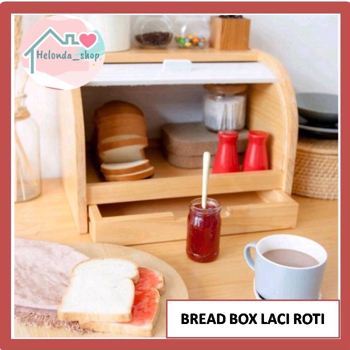 141. Bread Box Laci Tempat Roti Astetik Kayu