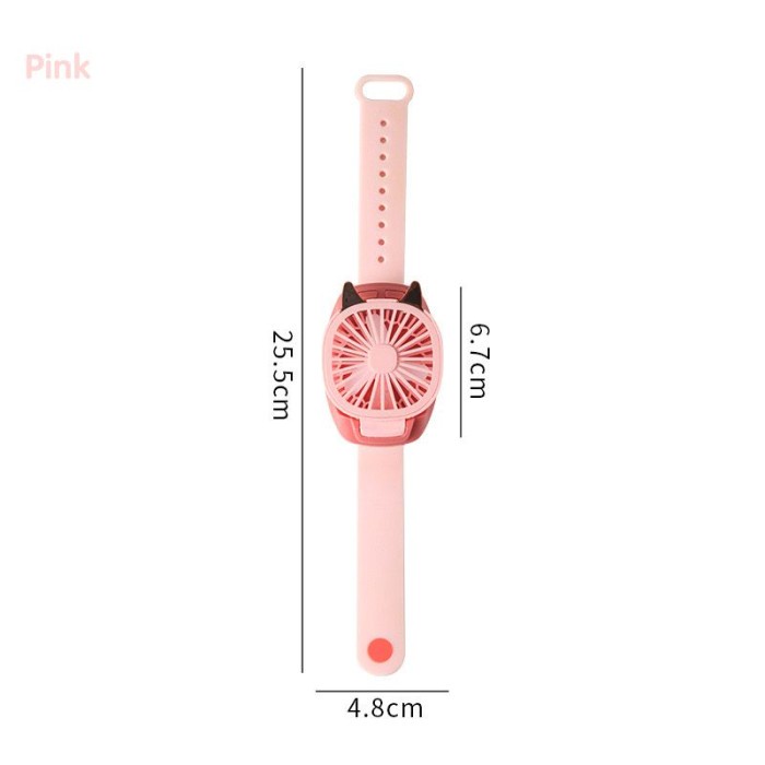 kipas angin Kipas Angin Mini Bentuk Jam Tangan Dengan Lampu Rgb Usb Rechargeable - Pink(A9Z8) kipas 