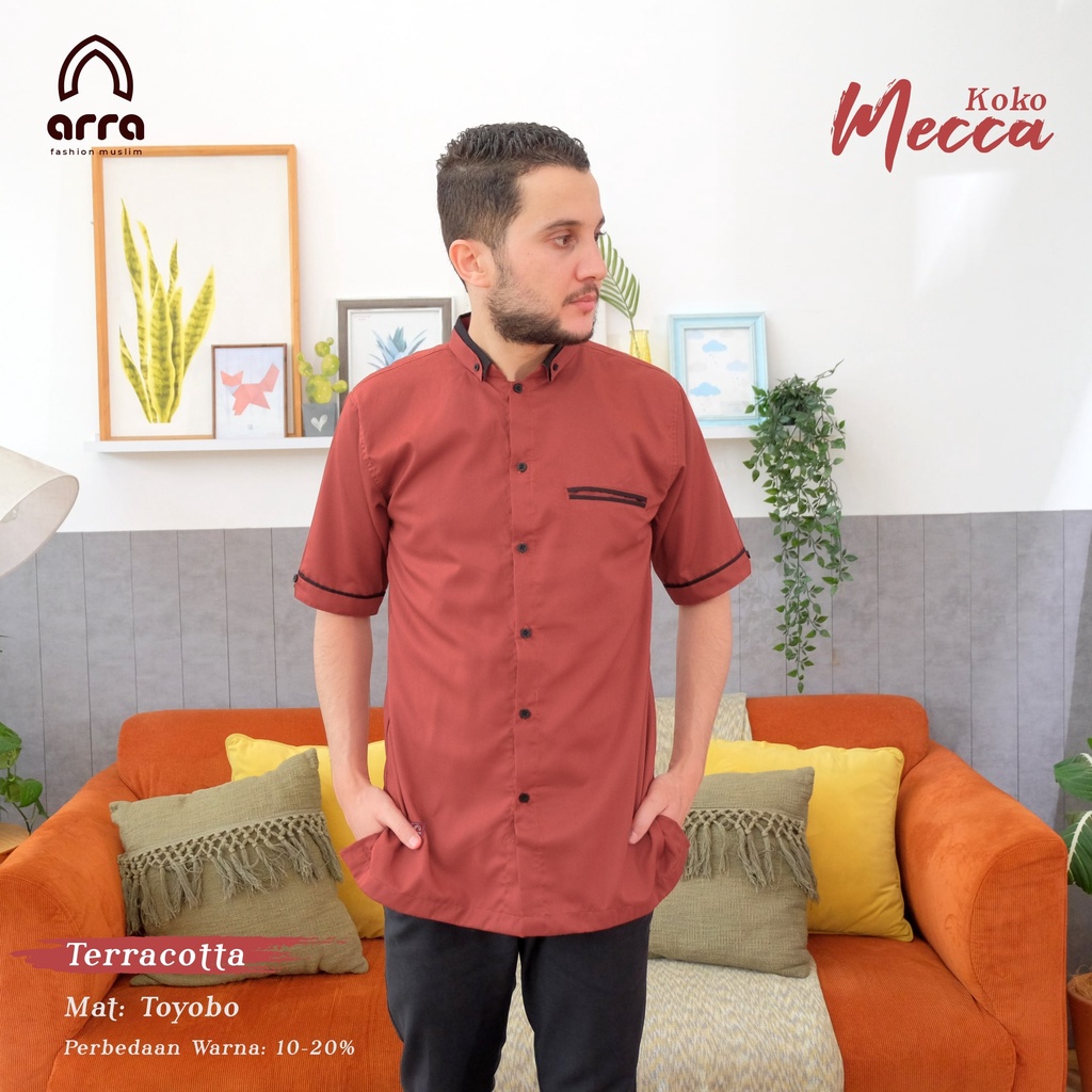 Gamis Sarimbit Keluarga Ayah Ibu Anak Series MECCA Warna TERRACOTA Original Premium Baju Couple Keluarga Muslim Sarimbit Keluarga 2021 2022 Baju Lebaran Terbaru