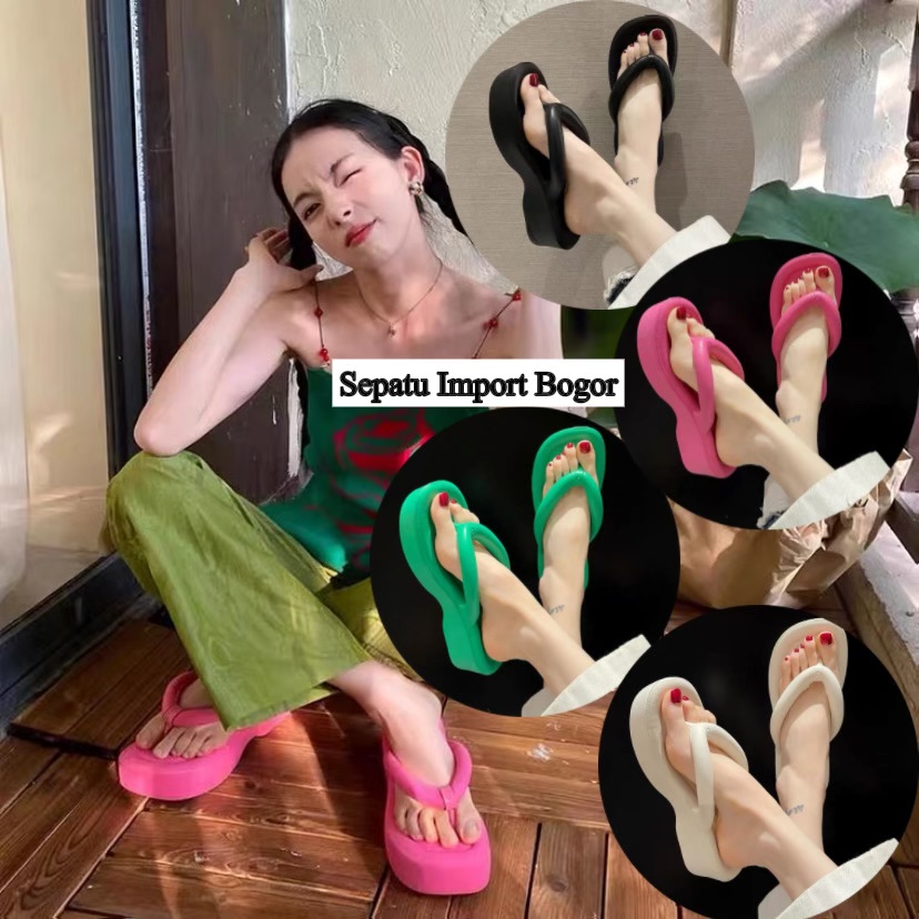 ￼PCU Sandal Jepit Wanita Platform Wedges EVA POLOS Import Karet Rubber PCU Anti Slip Karet Empuk 701