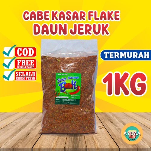 

CABE BUBUK KASAR FLAKE KERING AROMA DAUN JERUK PEDAS 1KG CHILLI FLAKES BUBUK CABE PEDAS DAUN JERUK