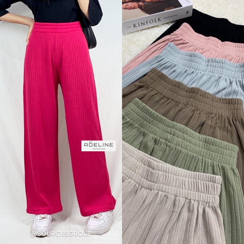 Celana Kulot Knit HighWaist Korean Styles - Celana Kulot Wanita Premium/ 356-6877