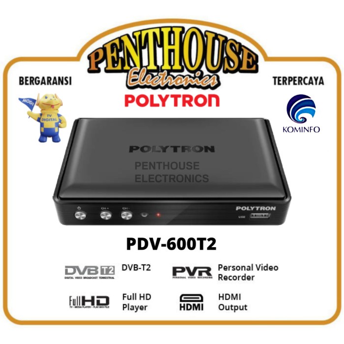 Polytron Set Top Box PDV-600T2 DVB T2 TV Digital