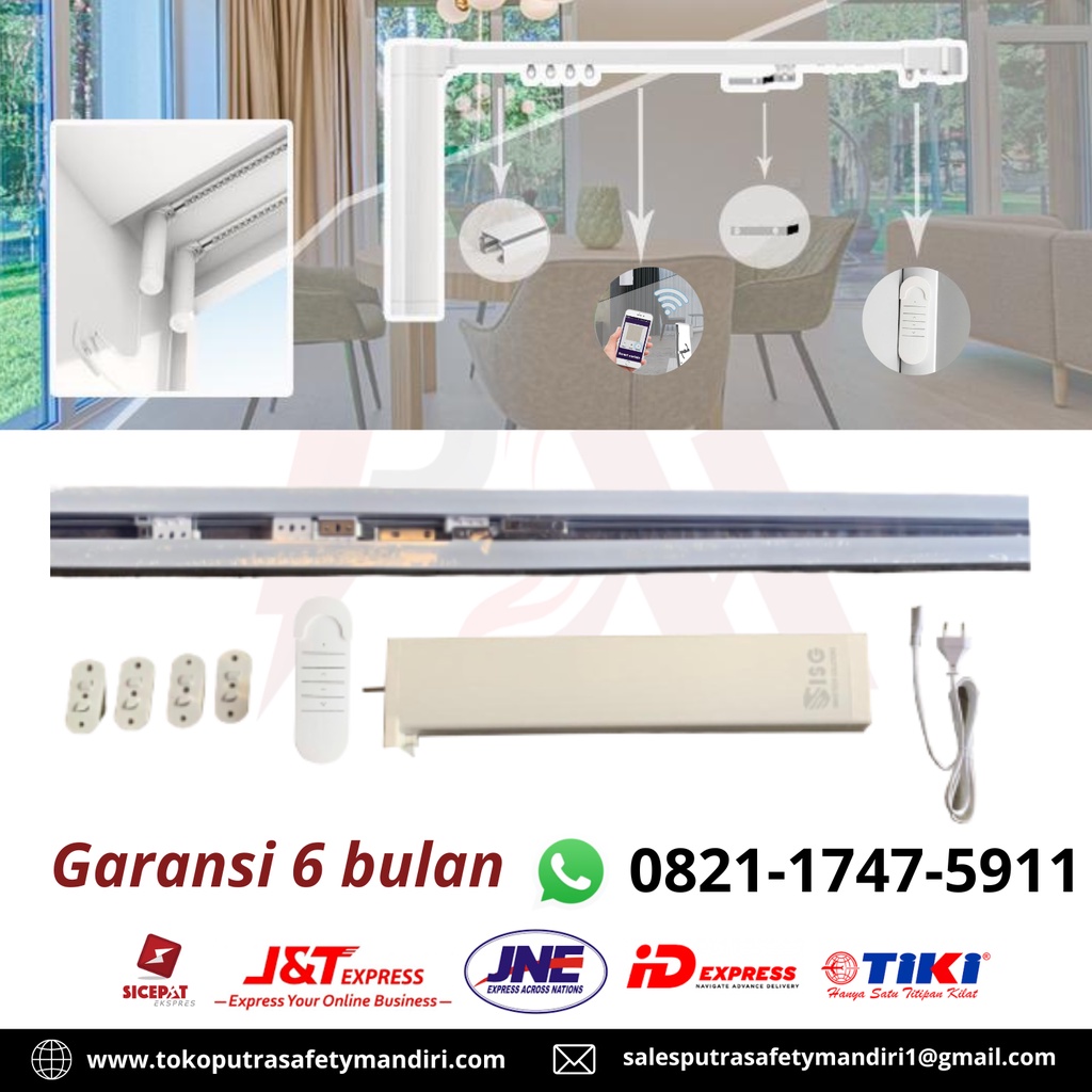 SMART CURTAIN MOTORIZED AUTOMATIC ISG MESIN BUKA TUTUP TIRAI OTOMATIS REL 3 M SUPPORT TUYA SMART LIF