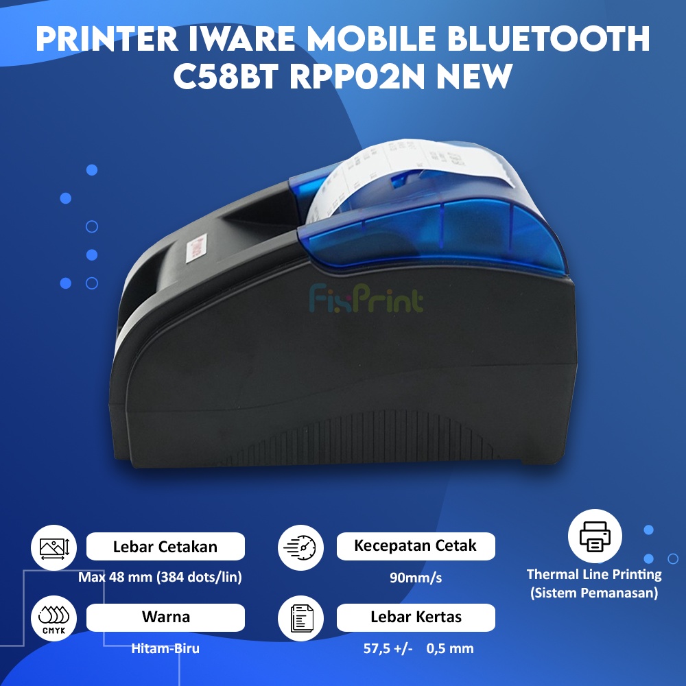 rinter Kasir Portable IWare C-58BT, Mobile Bluetooth C58BT RPP02N New