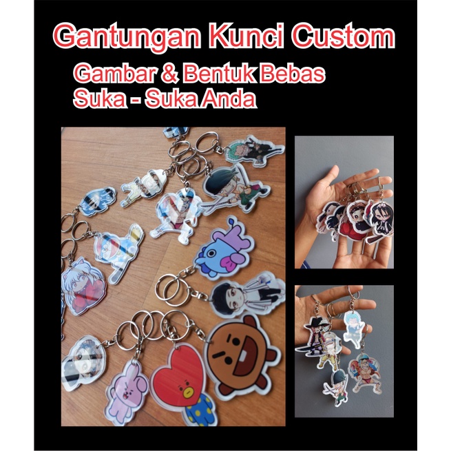 GANTUNGAN KUNCI BENTUK CUSTOM AKRILIK MODEL RING TEBAL GANCI GAMBAR PRINT UV