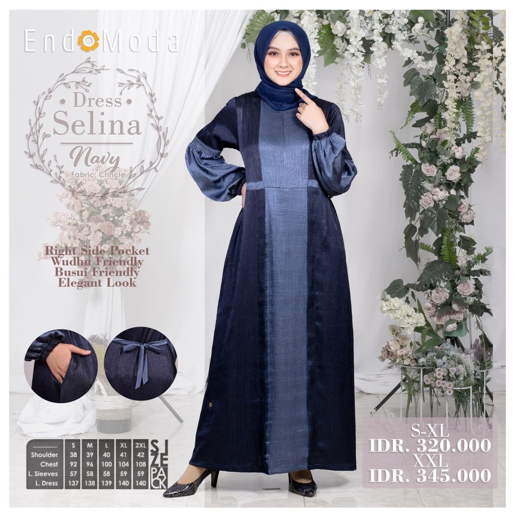 Selina Navy Gamis Dress Only Endomoda