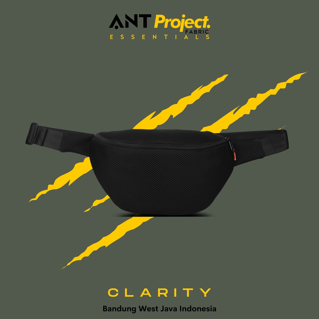 ANT PROJECT - Waistbag Pria CLARITY Hitam - Tas Pinggang