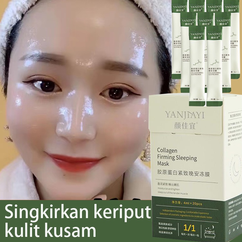 Masker Wajah Masker Pemutih Qajah 20 Pcs/Kotak Masker Pemutih Masker Kolagen Sleeping Mask Pemutih Anti-Kerut Mengencangkan  Mencerahkan Kulit Perawatan Kulit