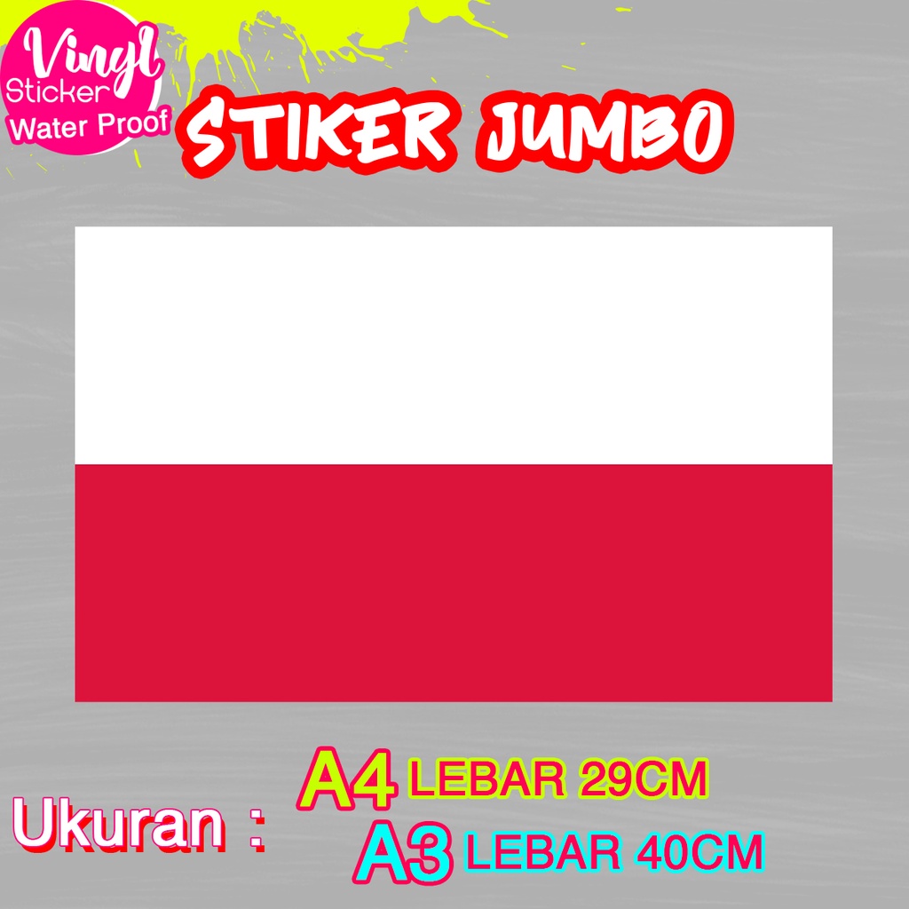 

Stiker Poland Polandia Ukuran Jumbo Sticker Besar Size A4 A3 Vinyl Satuaan Motif Bendera Negara Dunia Bahan Anti Air