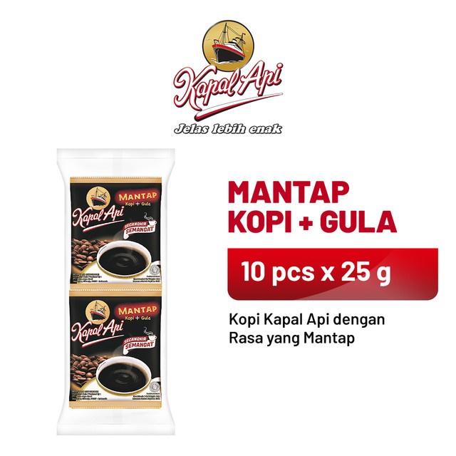 

KAPAL API Kopi Bubuk + Gula Mantap Sachet 10 x 25gr