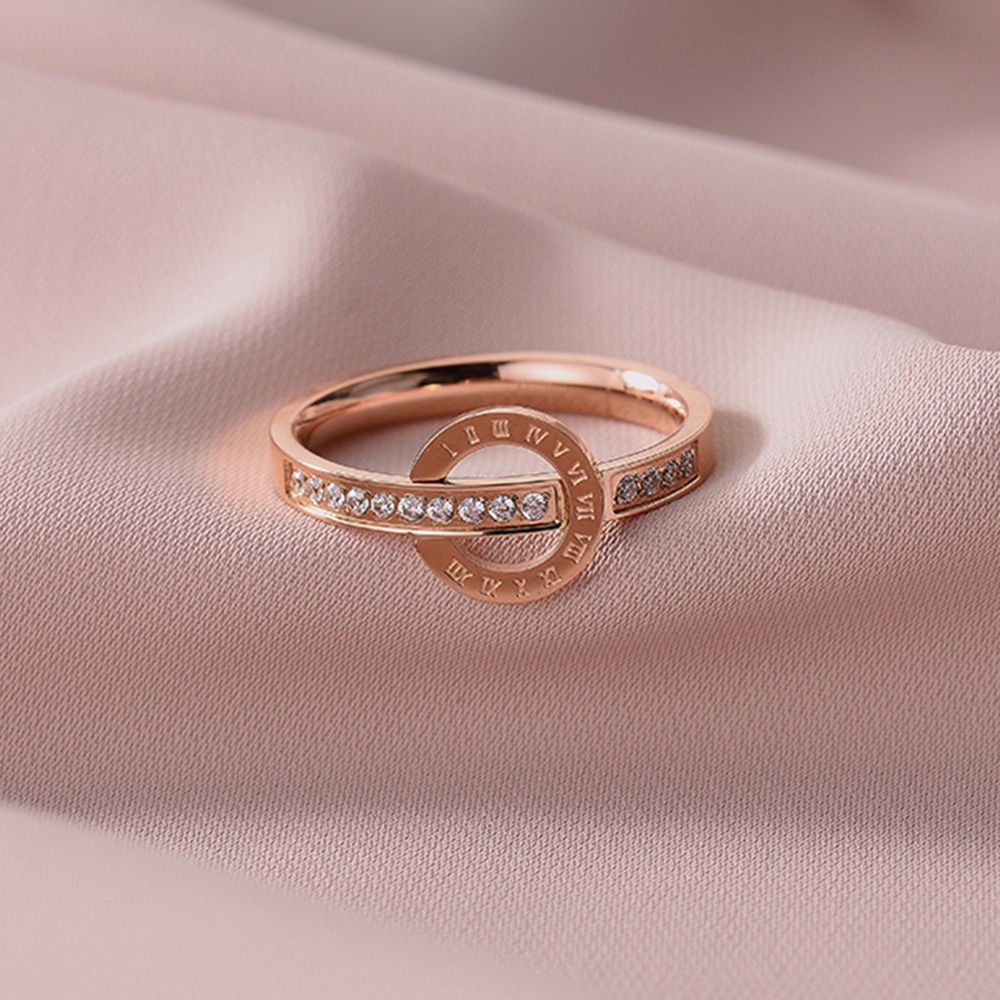 Gaya Vintage Angka Romawi Rose Gold plated S925 Sterling Silver Zircon Elegan Wanita Fashion Perhiasan Pernikahan Pertunangan Rings