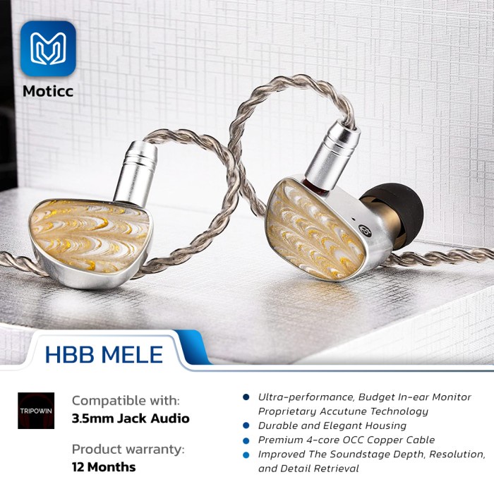 Tripowin x HBB Mele In Ear Earphone New 10mm Graphene Driver IEM BGGAR