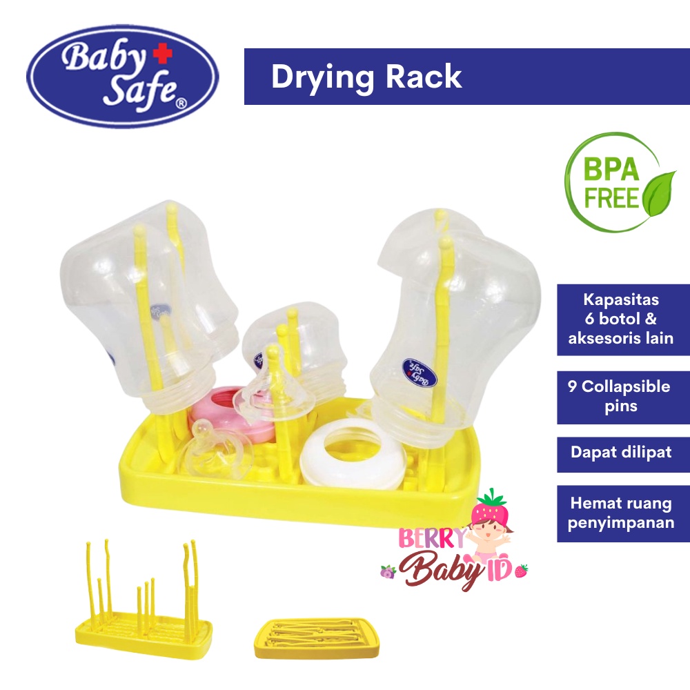 Baby Safe Drying Rack Rak Pengering Botol Susu Bayi BPA Free DR08 Berry Mart