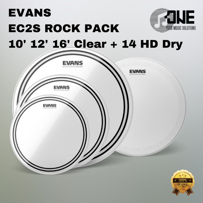 Evans EC2 EC2S Rock / Standard Pack Batter Head Set Drum Tom Snare 10" 12" 13" 14" 16" Inch