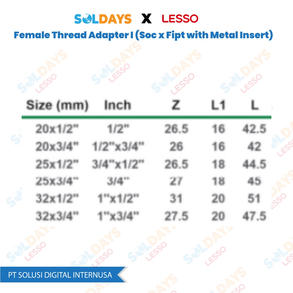 Lesso Female Thread Adapter I dn20X1/2&quot; / Soc x Fipt With Metal Insert / PPR