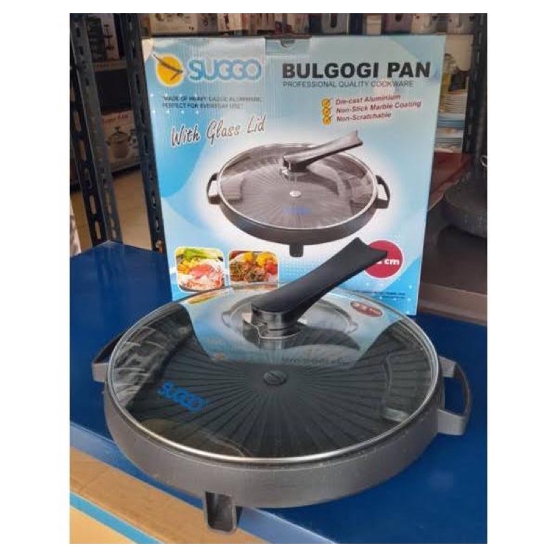 BULGOGI GRILL PAN SUGGO 32CM PLUS TUTUP KACA / ALAT PANGGANG BBQ