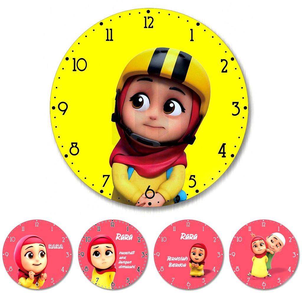 " j-1" JAM DINDING KARTUN ANIMASI RARA MUSLIMAH "20 cm"