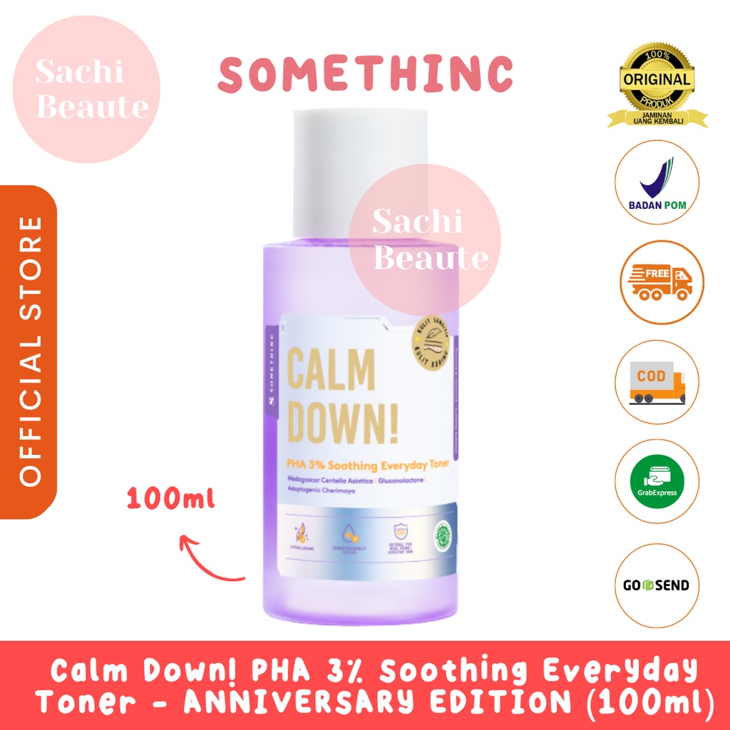 SOMETHINC Calm Down! PHA 3% Soothing Everyday Toner -Toner Menenangkan Mencerahkan Kulit Mengangkat Sel Kulit Mati