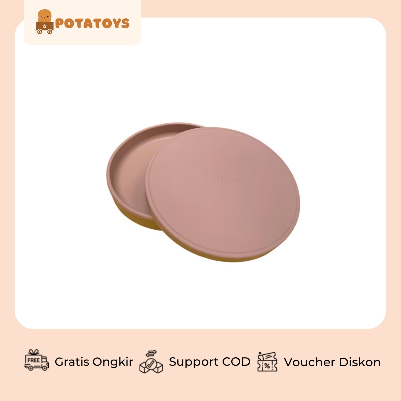 [ Potatoys ] Premium Silicone Plate With Lid / Piring Makan MPASI Anak Piring Silikon + Tutup