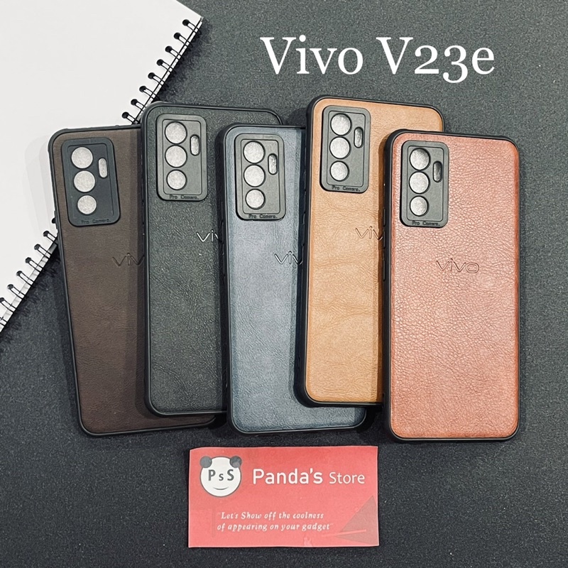 Leather Case Vivo V23e Softcase Kulit Elegan Casing Slim Fit