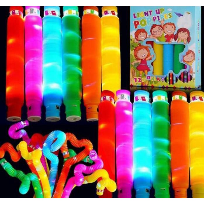 Mainan Anak Light Up Pop Pipes / Mainan Pop Tube LED Viral Mainan Viral tiktok Light Up Pop Tubes Pop Pipes Mainan Lampu Stick Pipa Selang Fidget Toy