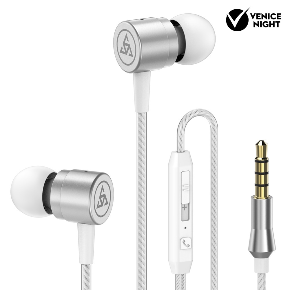 (VNEP) (Berkabel) D1 Stylish 3.5mm In-ear Metal Earphone Stereo Mobile Phone Headset dengan Mic