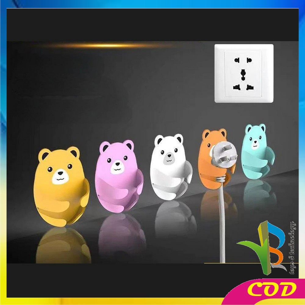 RB-C536 Gantungan Tempel Dinding Bear 4IN1 Plug Hook Serbaguna / Gantungan Kamar Mandi Tempel Kepala Colokan Motif Beruang / Plug Hug Bear