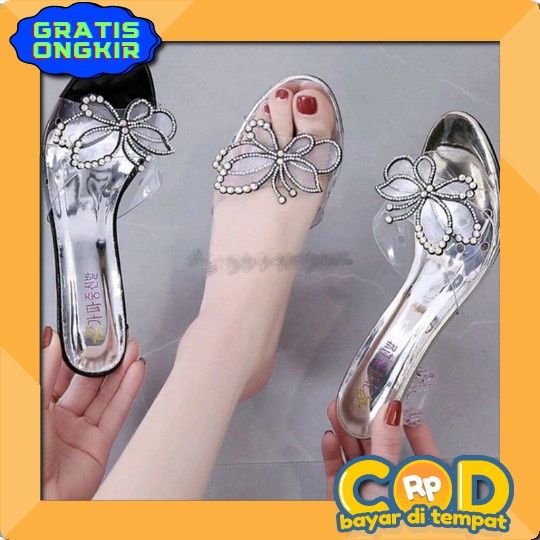 Heels Premium Pesta 7Cm Kekinian 3Cm Heels Tali Pesta O6O1 Bigsize Hak Tahu Kondangan Motif Tali Ika