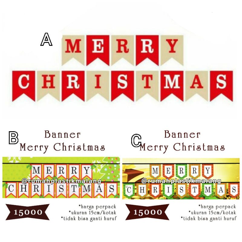 Jual Banner merry christmas bunting flag tulisan gantung dekorasi