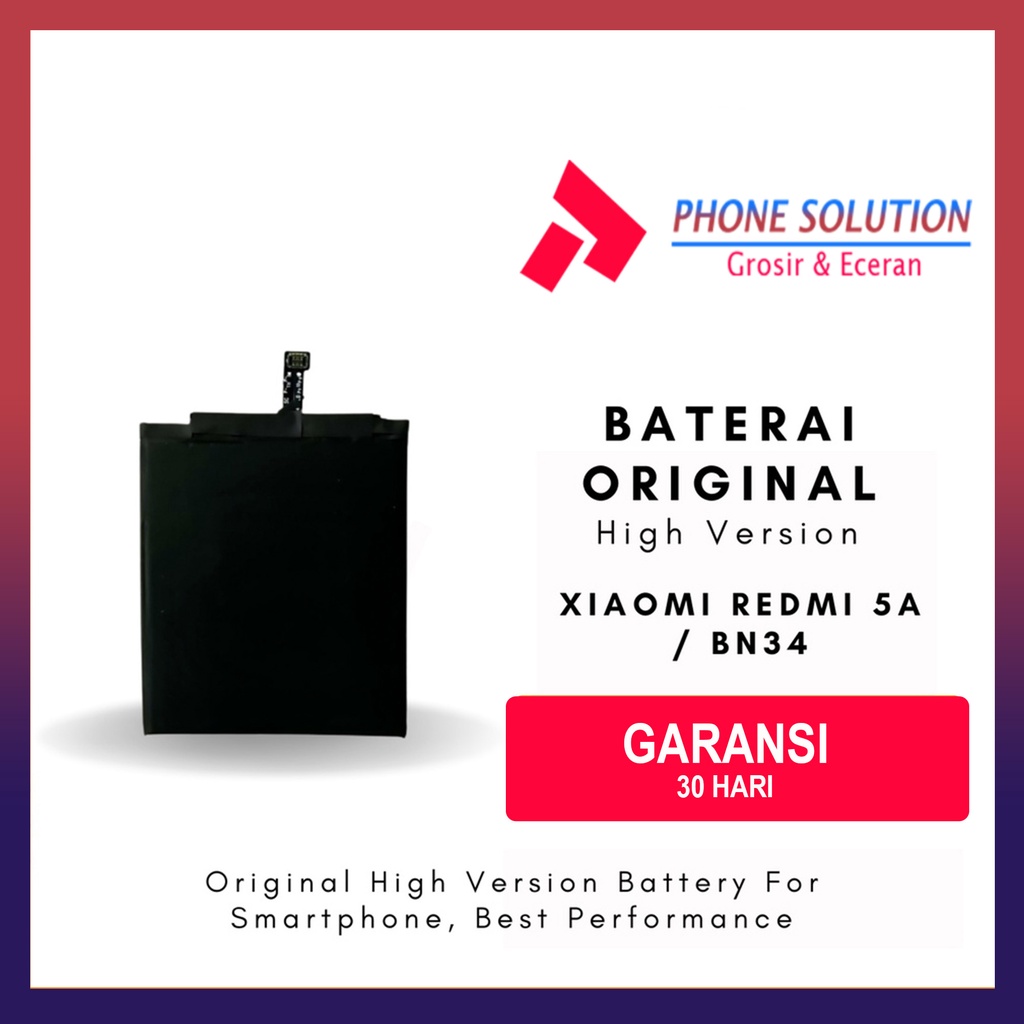 Baterai Xiaomi Redmi 5A / Baterai Xiaomi BN34 High Version // Supplier LCD Xiaomi - Garansi 1 Bulan