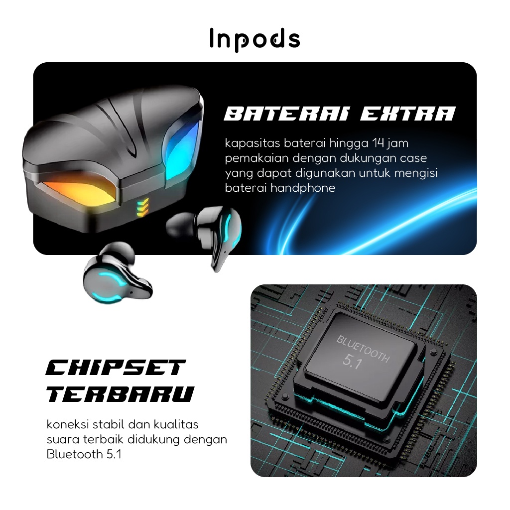 Gaming Pods X1 Headset Hedset No Delay Bluetooth  TWS Water Proof Earbud 5.1 Wireless Earphone Headphone