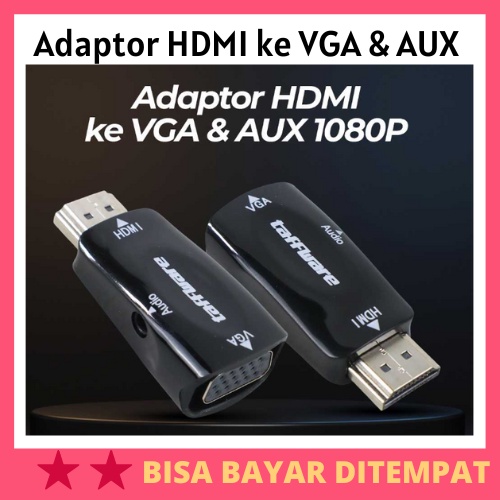 Jual Adaptor HDMI ke VGA & AUX 1080P / HDMI to Vga Adapter Adaptor Sambungan Konektor Aktif Aux