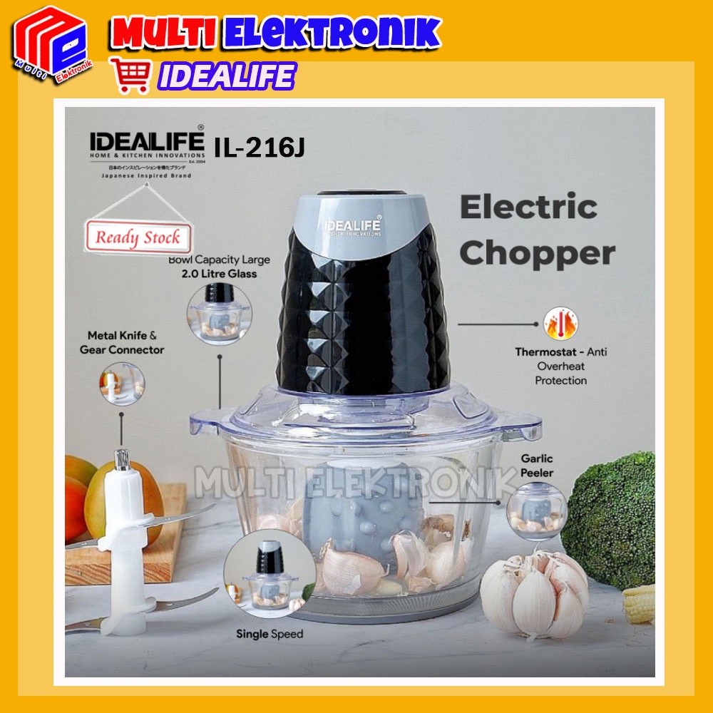 IDEALIFE Chopper IL-216J - Penghancur Pencincang Daging Sayuran Bumbu Bahan Makanan dan Es