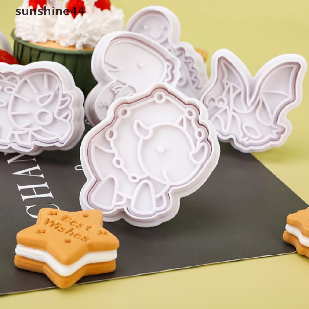 Sunshine 4pcs Cetakan Pemotong Adonan Kue Cookie Desain Dinosaurus