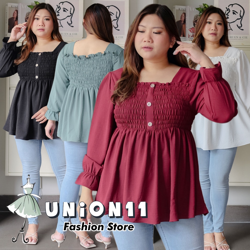 UNION11 - ATASAN JUMBO BIG SIZE WANITA LD 120 / BAJU JUMBO WANITA / BLOUSE JUMBO WANITA / ATASAN JUMBO XXXL WANITA MODEL SMOCK