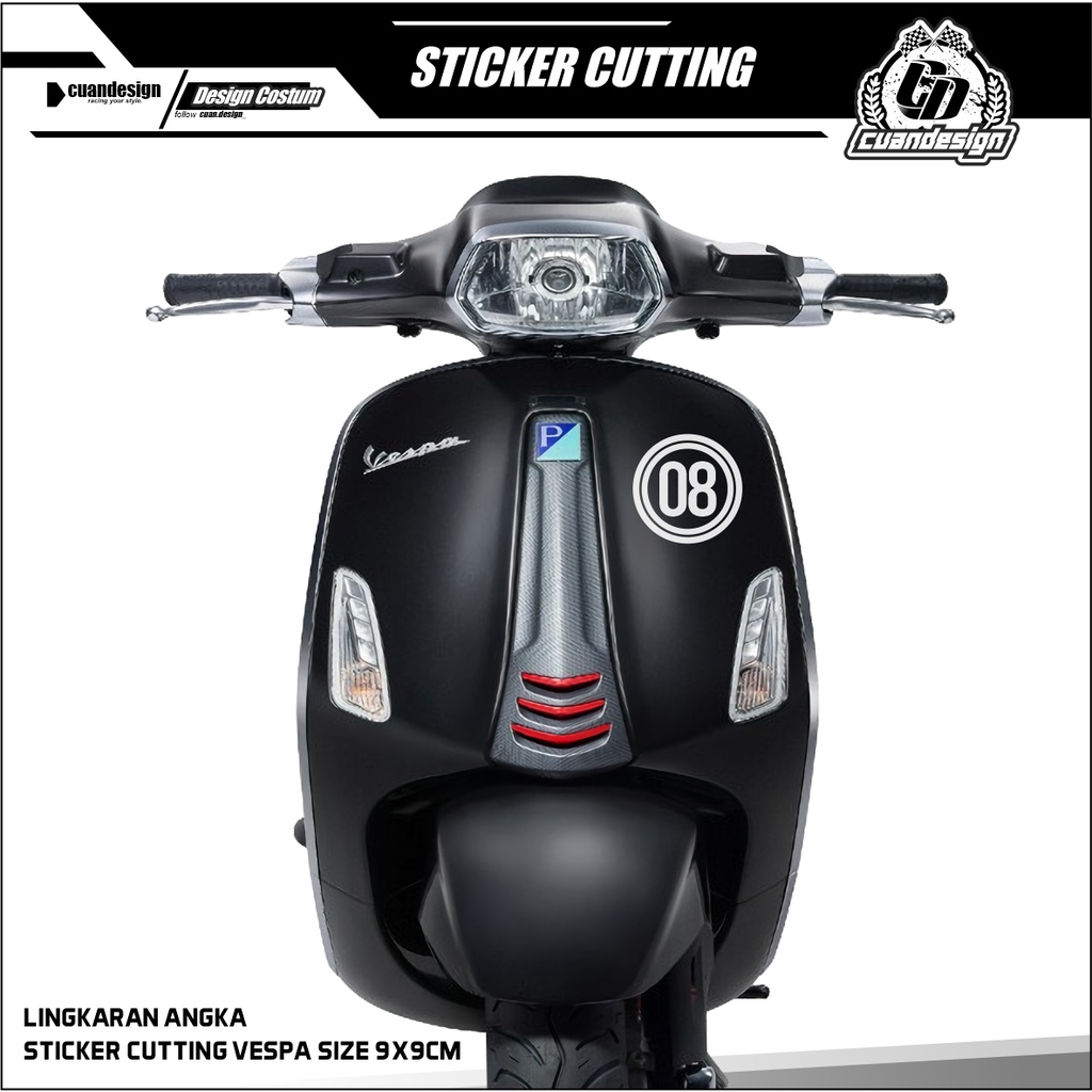 STICKER CUTTING LINGKARAN DAN ANGKA CUSTOM STIKER MOTOR VESPA