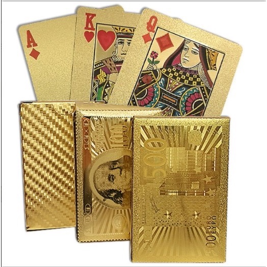 Kartu Remi Poker Lapisan Gold Foil Motif Dollar