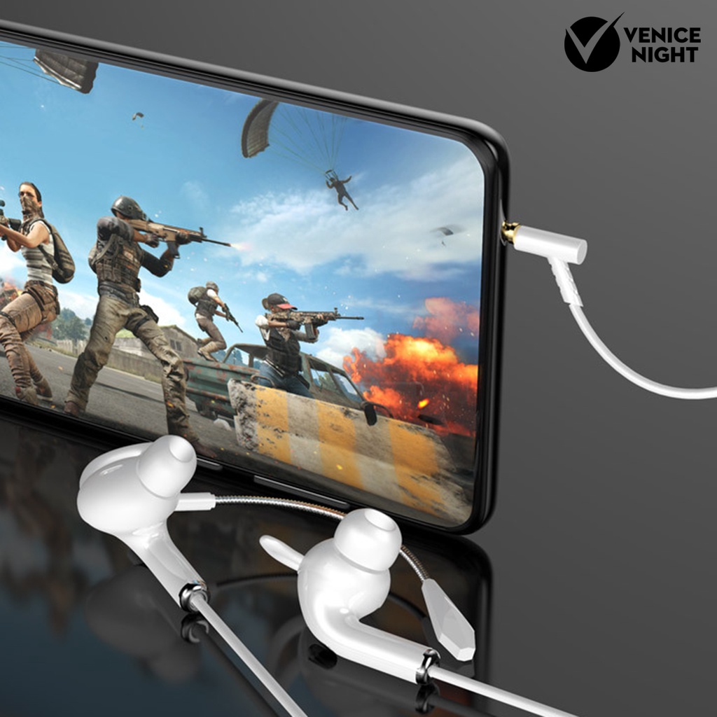 (VNEP) (Berkabel) Portable Noise Reduction In-Ear Earphone Gaming Computer Earpiece dengan Dual Mic