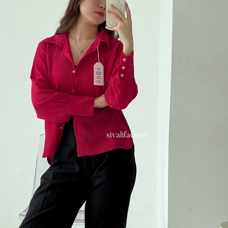 SIVALI Hazel Top 233 - Kemeja Wanita Minimalis Atasan Baju Kerja Office Shirt