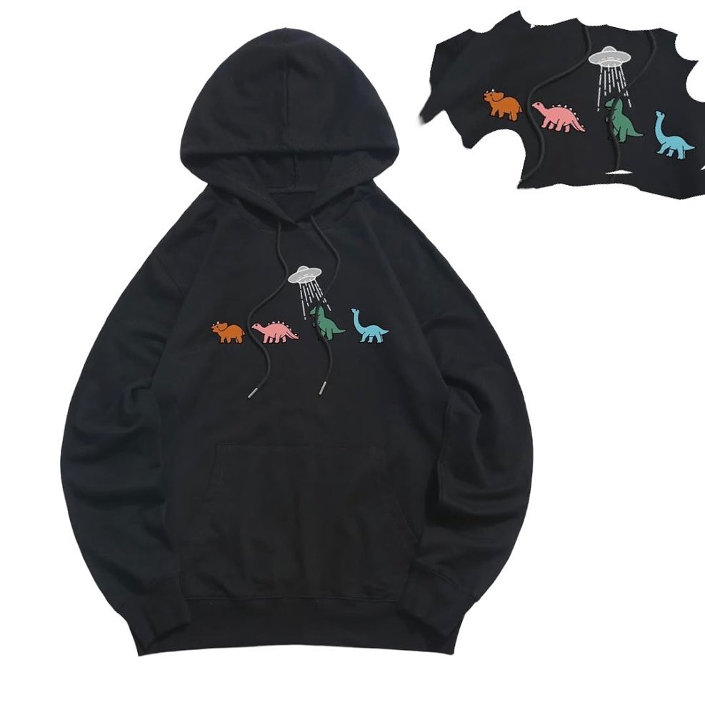 HOODIE UNISEX OVERSIZE UFO DINO /// JUMPER HOODIE UNISEX PREMIUM SIZE M TO XXL FLEECE TEBAL KEKINIAN TERBARU''