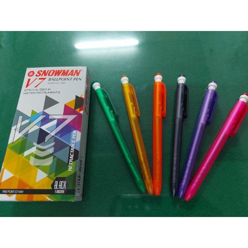 

[BOX ISI 12] PULPEN SNOWMAN V-7 HITAM SEMI GEL INK 0.7 MM / BALLPOINT CETEK / BOLPEN