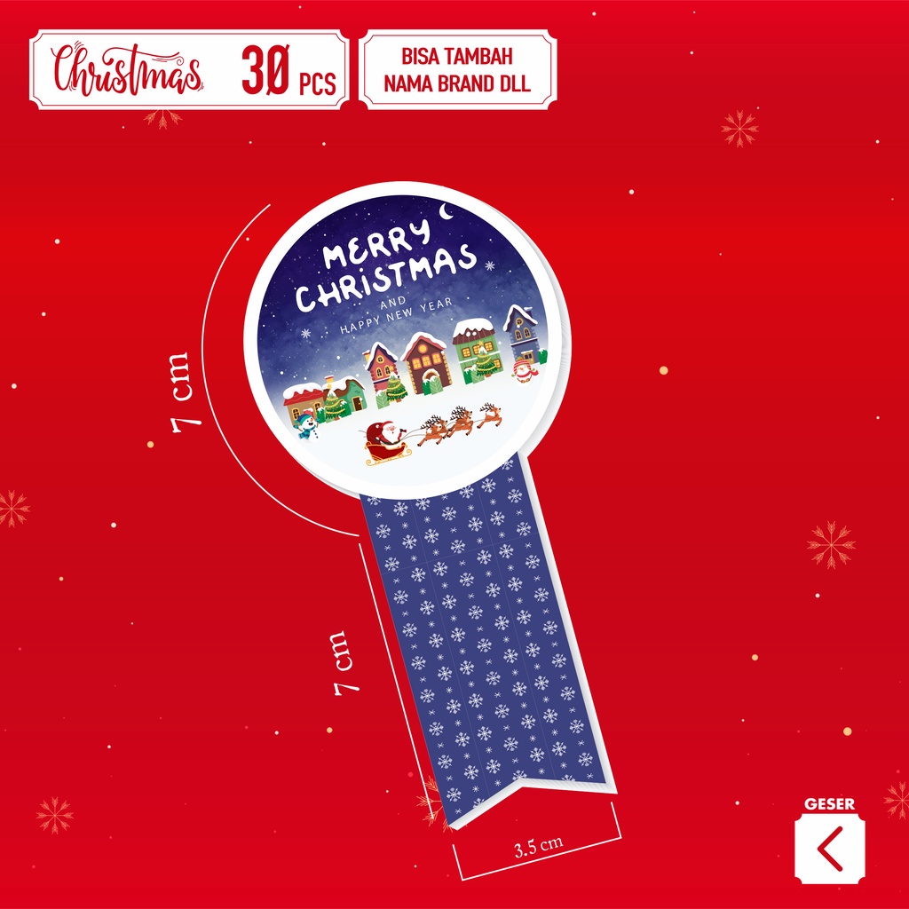 

stiker toples kue kering tema natal/christmas (isi 30 stiker) design lucu-lucu part3