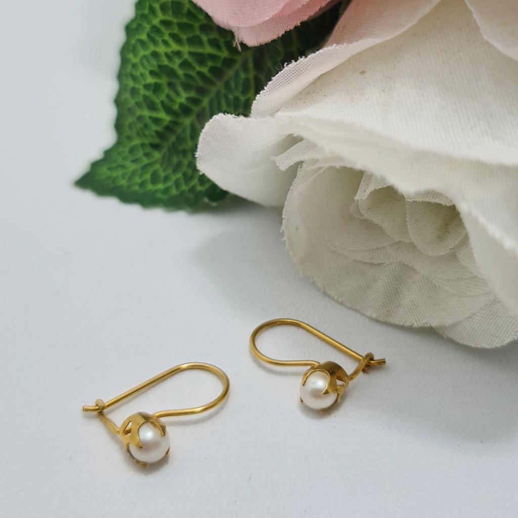 Anting Kait Mutiara Emas Muda Setengah Gram