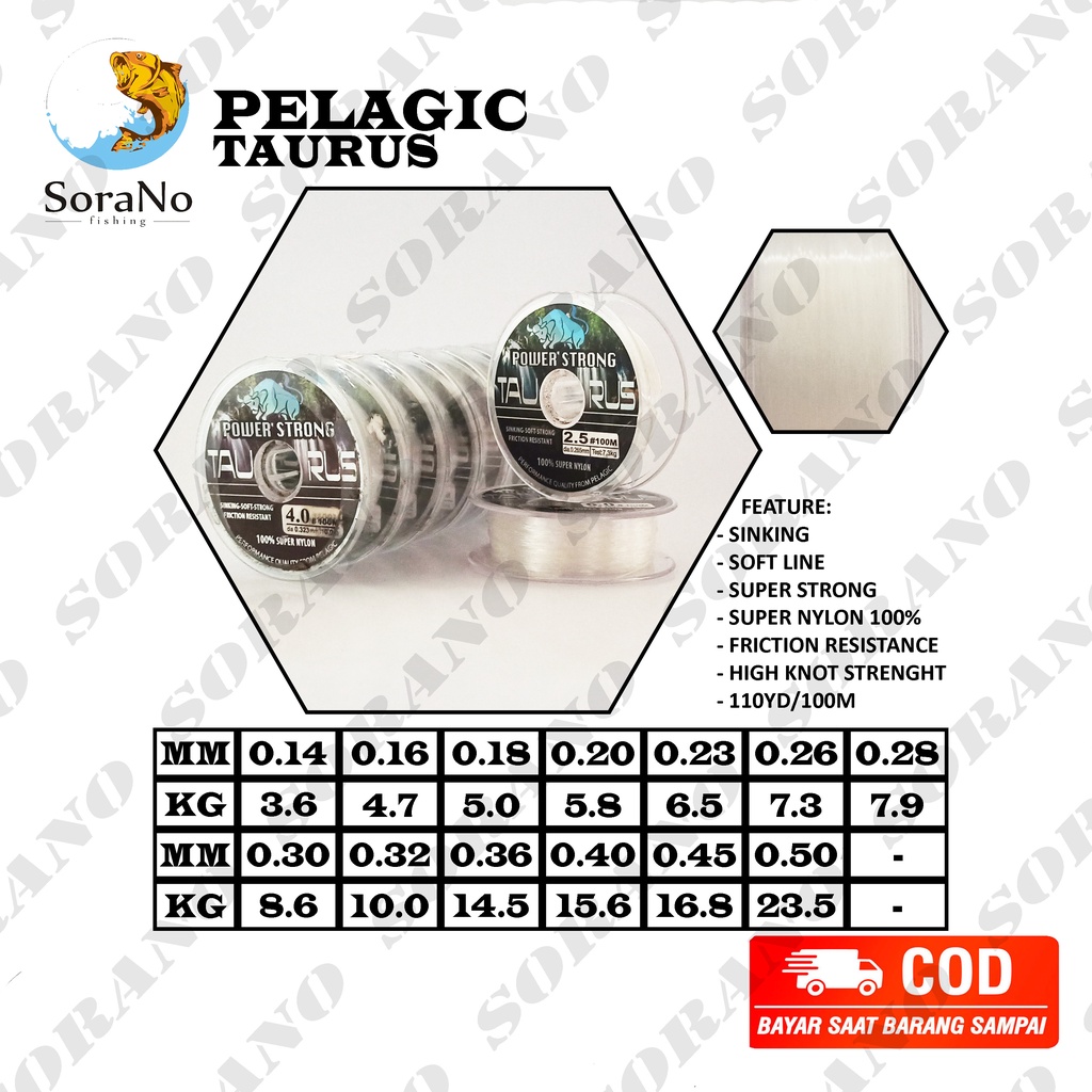 SENAR PANCING KONEKTING PELAGIC TAURUS 100M  0,14  0,16  0,18  0,20  0,23  0,26  0,28  0,30  0,32  0